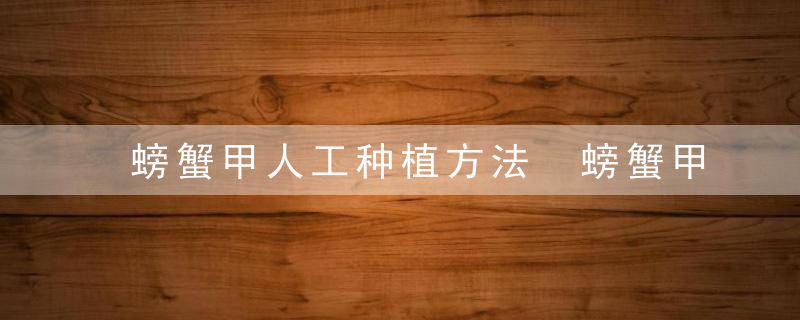 螃蟹甲人工种植方法 螃蟹甲人工种植方法介绍